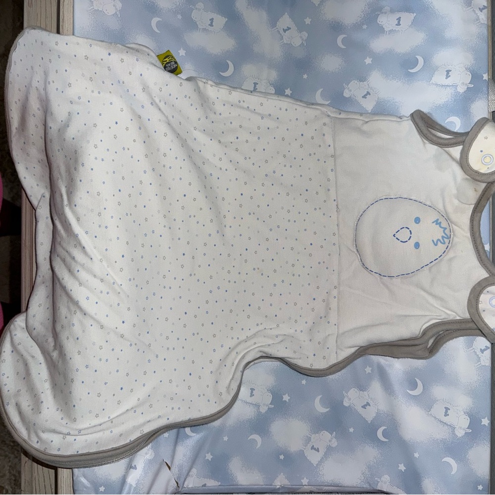 Cozy White, Gray, Blue Nested Bean Sleep Sack